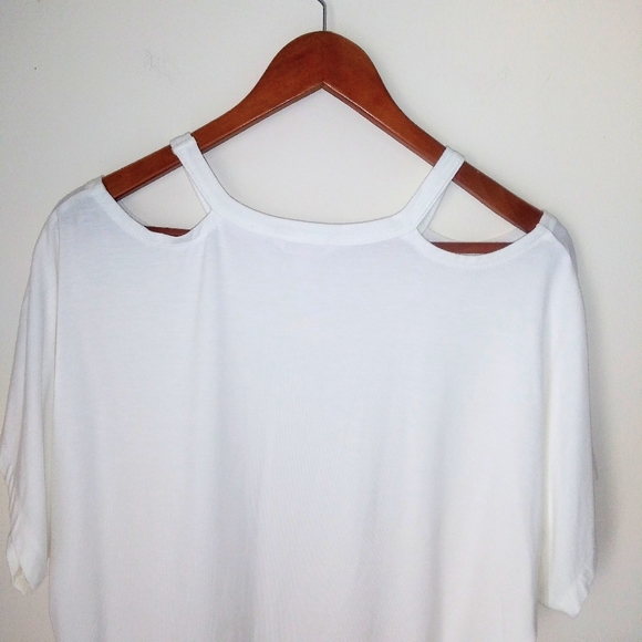 Nanette Lapore White And Pearls Cold Shoulder Blouse Size Large - Picture 4 of 6